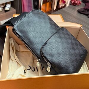 Louis Vuitton Black Checkered Messenger Bag